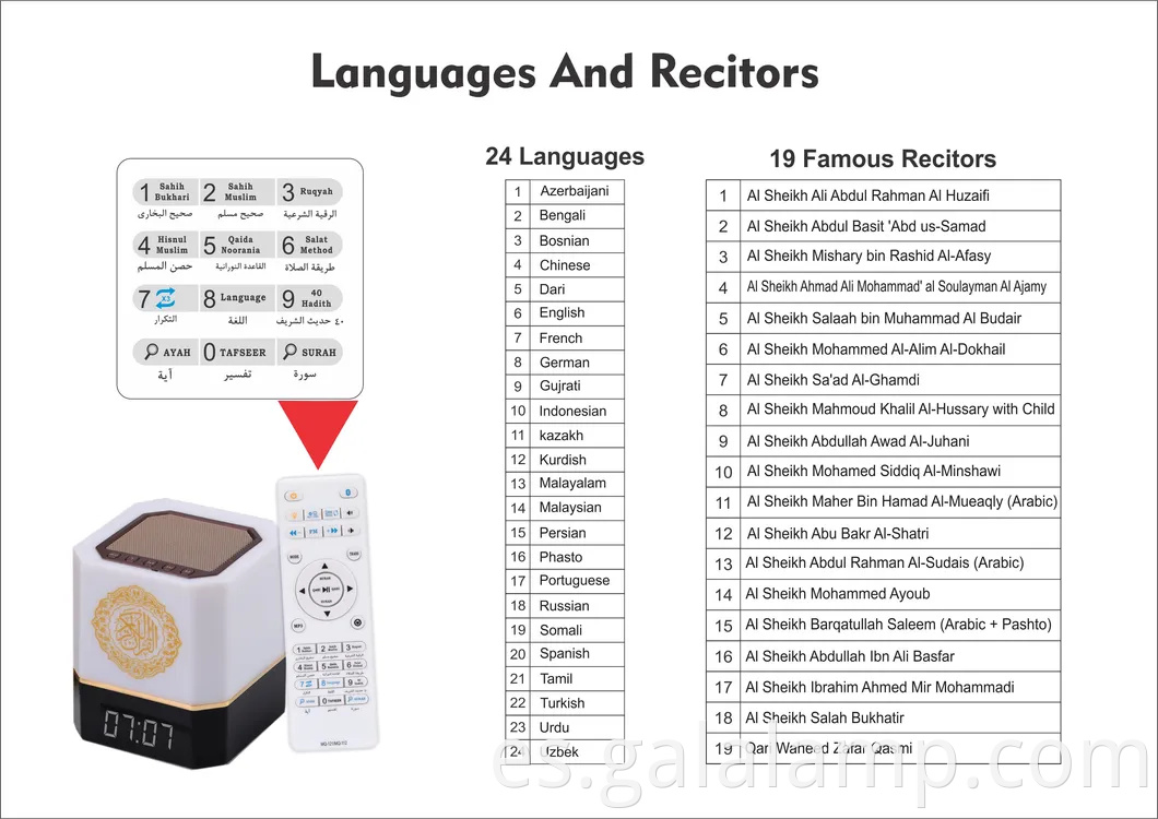 Corán digital MQ-112 Lámpara táctil de la lámpara del Corán